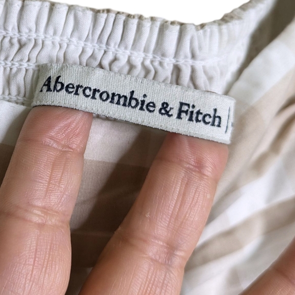Abercrombie Fitch Emerson Poplin Puff Sleeve Gingham Dress Large Tall LT Peasant - Picture 8 of 13